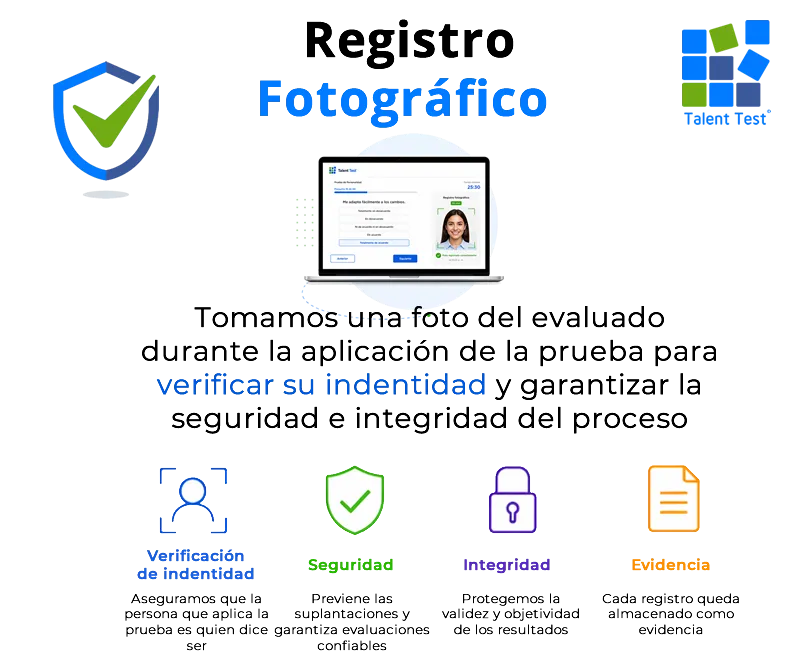 Sistema de seguridad con captura fotográfica en pruebas psicométricas - Talent Test Online