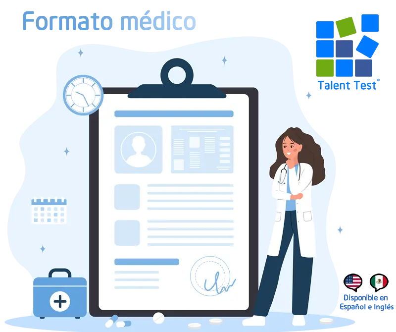 Formato Médico en Talent Test permite conocer el estado de salud dentro del mimsmo proceso de evaluación.