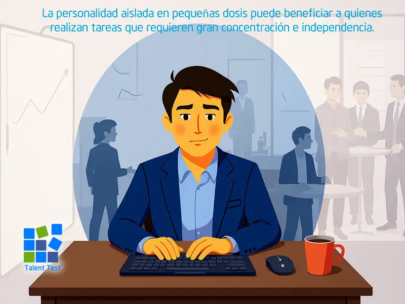 Interfaz de test psicométrico que evalúa preferencia por trabajo independiente vs. colaborativo