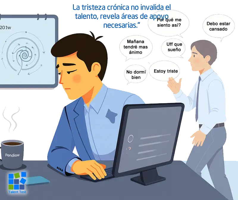 La psicometría online de Talent Test Online revela algunos factores de la depresión reflejados en la vida laboral.