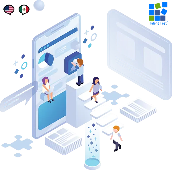 Dashboard de Talent Test Online mostrando evaluación de 45 competencias laborales y gestión de talento humano